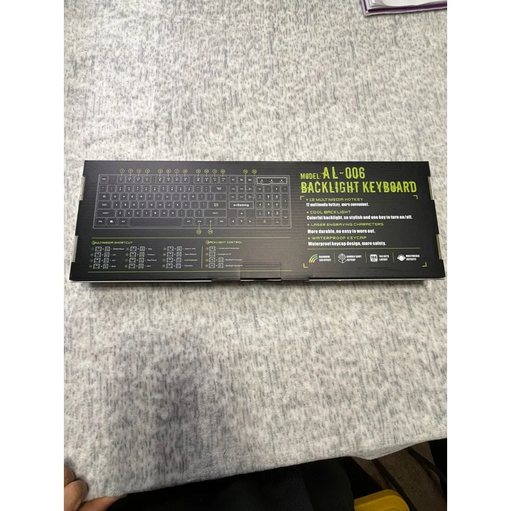 eGaming AL 006 Backlight Gaming Keyboard 104 Key Multimedia USB Wired Gaming NIB